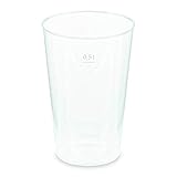 Verpackungsteam 90 Stück Mehrweg-Trinkbecher, Bierbecher, Pfandbecher, unzerbrechlich, transparent, PP-Messlinie, 0,50 l, Durchmesser 9,1 cm