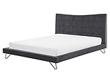 Beliani Polsterbett Designerbett Samtstoff Bett Doppelbett grau 160 x 200 cm Lannion