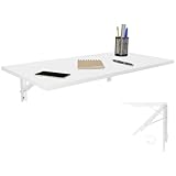 Wandklapptisch Schreibtisch Tischplatte 80x40 cm in Weiß Klapptisch Esstisch Küchentisch für die Wand Bartisch Stehtisch Wandtisch Tisch klappbar zur Wandmontage im Büro Küche Esszimmer