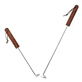 SUPVOX 2 Stück Fleischhaken aus Edelstahl Dreher Grill drehen Steakhaken-Flipper Multifunktion Flipperhaken aus Edelstahl Fleischwenderhaken Fleischflosse Griff Fleischhaken hölzern