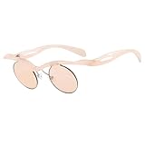 Fankexi Kleine Runde Sonnenbrille Polarisiert Mini Sonnenbrille Retro Punk Sonnenbrille Brillen Für Frauen Männer Mode Persönlichkeit UV 400 Schutz,Light pink