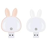 Sujurio USB-Leselampe, Mini-Hasen-Nachtlicht, intelligente Stimme, 3 Farben, Schreibtischlampe für Schlafzimmer, Kinderzimmer, Rosa + Weiß, 2 Stück