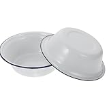 COLLBATH Tiefe Emaille Küchenschüssel 2 Stück Weiß 22cm Durchmesser Klassische Suppenschalen für Teig und Salate im Haushalt