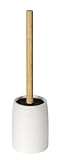 WENKO WC-Garnitur Mod. Altavalle freistehende WC-Bürste Set aus Polyresin und Bambus für Bad und Gäste-WC Ø 10,5 cm Höhe 38,5 cm weiß schwarz Natur