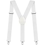 Aomig Hosenträger für Herren, Breit 3,5 cm mit Starken Metall Clips, Einstellbar und Elastisch Y Form, Einheitsgröße für Männer und Damen Arbeitshosen (Weiss)