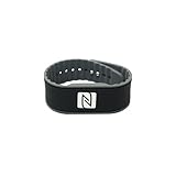 NFC Armband Silikon, individuell programmierbar, wasserfest, flexibel, verstellbar, NTAG 216, 924 Byte, 260 x 27 x 5 mm, Schwarz
