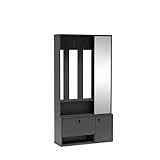 Flurgarderobe Set mit Spiegel 100 cm breit Garderoben- und Schuhaufbewahrung Porto Uni 100 Flur Garderobenständer mit Ablageregal Graphit