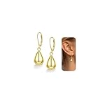 Adramata Damen-Ohrringe, Silber 925, vergoldet, 14 K, Ohrringe, Tropfenform, Modeschmuck, Ohrringe, Damen, Gold, Silber, Geschenk für Damen, Sterling Silber Kupfer Silber
