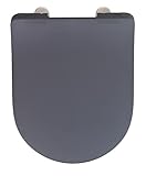 WENKO WC-Sitz Mod. Sedilo matt Grau, Flacher Toilettensitz mit Absenkautomatik, hygienischer WC-Deckel mit Fix-Clip Befestigung, aus antibakteriellem Duroplast