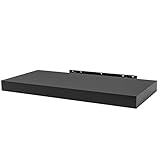 WOLTU Wandboard Wandregal CD DVD Regal Bücherregal Schweberegal Holz Board 60x22.9x3.8cm schwarz für Büro, Wohnzimmer, Schlafzimmer, Küche RG9319sz