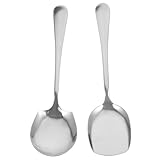 COLLBATH 2 Stück Zubehör kleine Löffel Korb Servierlöffel Entwöhnungslöffel Deckel froh großer Löffel Edelstahllöffel Suppenlöffel Edelstahlutensilien Servierbesteck Rostfreier Stahl Silver