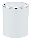 WENKO Schwingdeckeleimer Inca White - Abfallbehälter mit Schwingdeckel Fassungsvermögen: 2 l, Kunststoff (ABS), 14 x 16.8 x 14 cm, Weiß, 16.8 x 14 x 14 cm