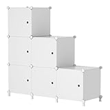 AWTATOS Steckregal 6 Würfel Aufbewahrungssystem Kombiregale mit Türen Regal Würfel DIY Multifunktional Regalsystem Regal Modular Für Wohnzimmer, Schlafzimmer, Bad weiße ULPZ043