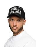 WANTED Baseball Cap | 100% Baumwolle | Premium Qualität | Schwarz/Silber, Einheitsgröße