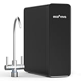 Ecoviva Untertisch Osmoseanlage, Trinkwasser Umkehrosmoseanlage mit 8-stufige Filtration, 600 GPD, Hochleistungs-Osmoseanlage mit 2.5:1 Rein zu Abfluss, Einfache Installation, Schwarz
