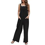 Generisch Damen-Latzhosen | Kostüm Rückenfrei Retro Strampler Sommerkleid Street One Hose Y2K Romper Overall Leinenhose Hosen(05 Schwarz, S)