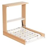 Geuther Wand Wickelregal Wicki I Wickeltisch klappbar inkl. Wickelauflage I Platzsparende Wickelkommode klappbar für Babyzimmer I Wandwickeltisch mit Regalfach I Wickelunterlage abwaschbar | Natur
