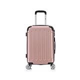 Flexot® Flex-2045 Handgepäck Kabinentrolley Koffer (16 Farben zur Auswahl) Zwillingsrollen Reisekoffer Bordcase Koffer Trolley Hartschale (M, Rose-Gold)