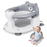 Badewannensitz Baby ab 6 Monate, Rutschfester Baby Badesitz mit Saugnäpfen Sicherer & Bequemer Badesitz für Babys, Ideal zum Sitzenlernen Leicht Grau (6–24 Monate)