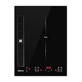 CIARRA ONE CBBEH392BF Induktionskochfeld mit Dunstabzug Kochfeldabzug Integriert Einbau Tischhaube Induktion Kochfeld 39 cm 2 Platten Flexzone 9 Stufen Kindersicherung Timer Stop & Go Booster