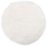 Brandsseller Sitzkissen Teppich Ø 38 cm Lammfelloptik rund Kunstfell Fellimitat Langflorteppich Lammfellauflage Schaffellimitat - Creme