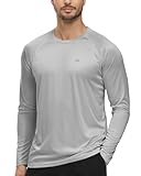 Tyhengta Sonnenschutz Shirt Herren UV Rashguard Leichte Badeshirts Langarm UV-T-Shirt UPF 50+ Strand Surfing Shirts Hellgrau,XL