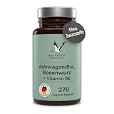 Ashwagandha Kapseln - mit Rosenwurz & Vitamin B6-270 vegane Kapseln für 3 Monate - indische Schlafbeere - ohne Zusatzstoffe - laborgeprüft - Made in Germany - Balanced Vitality