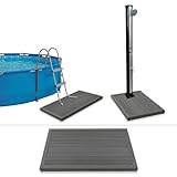 Sufrk Bodenelement für Solardusche Pooltreppe aus WPC, Bodenelement für Solardusche für Pool | inkl. Abdeckung | Gartendusche | Grundplatte | Montagematerial