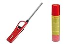ROTHENBERGER Industrial 1x Gasanzünder inkl. 1x Nachfüllgas 100 ml | Feuerzeug | Abzugsperre | Piezo | Füllanzeige | Wiederbefüllbar | Kindersicherung