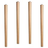 4er Set Tischbeine Buche roh H 710 mm/Ø 60/40 mm mit Gewindestift M10 Ideal für Küchen & ESS-Tische/Tischfüße Holz Möbelfüße von SO-TECH®