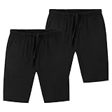 CityComfort Sommer Pyjamas Aus 2 Jungen Jersey Shorts | Bermuda In Navy & Charcoal Oder Grau & Schwarz Mit Taschen Für Sport, Lounge, Fußball, Fitnessstudio (13 Jahre, schwarz und schwarz)