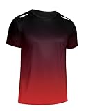 Weardear Sportshirt Herren Kurzarm Fitness Shirt Laufshirt Herren Gradient Oberteile Trainingsshirt für Running Workout Bodybuilding Rot XXL