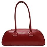 UKETO Bowling-Tasche modische Umhängetasche PU-Leder Unterarmtasche Retro-Pendeltasche Zylindertasche trendige Einkaufstasche einzelne Bowling-Tasche