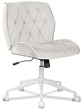 Symino Homeoffice Stuhl Wippfunktion von 12°, Schminkstuhl Schreibtischstuhl aus Wildlederimitat Stoff, Höhenverstellbar 360° Drehbar Bürostuhl Ergonomisch, bis 120kg (Schlichtem -Beige)