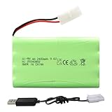 MXJFYY 9,6 V 2400 mAh wiederaufladbarer NiMH, Akku kompatibel mit RC-/ferngesteuerten Spielzeugautos, Buggys, Booten, Hubschraubern, Flugzeugen, Airsoft-Waffen