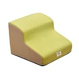 Fiocias Haustiertreppe Katzentreppe Hunderampe Haustierleiter Stabile Konstruktion Zur Schonung Der Gelenke mit Anti Rutsch Boden für Den Gebrauch Im Wohnzimm, Gelb Und Khaki