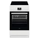 AEG Standherd mit Glaskeramik-Kochfeld / 50cm / A / 1 Paar Teleskopschienen / Versenkknebel / Grillfunktion / Display mit Uhr / Weiß / CCB5449OBW