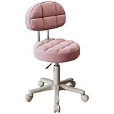 Verstellbarer rosa runder Friseurstuhl mit Rollen, drehbarer Make-up-Stuhl für Mädchenzimmer, Rückenlehne, Schreibtischstuhl, einfacher Schminkhocker für Wohnzimmer und Nagelstudio