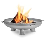 BBQ-Toro Edelstahl Feuerschale Ø 60 cm | Silber | Outdoor Feuerstelle mit DREI Standbeinen und Zwei Griffen | Feuerschalen für den Garten, Brennschale, Garden Fire Pit, Fire Bowl, Feuerwanne