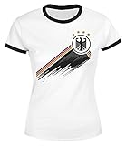 MoonWorks® Damen T-Shirt Deutschland Fußball EM-Shirt 2024 WM Fanshirt Deutschlandshirt Adler weiß-schwarz L