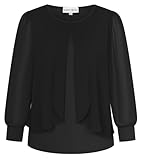 Hanna Nikole Damen Große Größe Chiffon Lockere Hemden Rundhalsausschnitt Chiffon Shirt Elegant Bequemem Chiffon Shirt Black 46