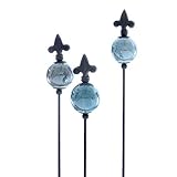 finehomegarden Rosenkugel Violence small 3er Set | Gartenstecker Keramik | H83 cm x Ø 5 cm, farbig abgestimmt.
