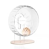 Bucatstate Hamsterrad, 26cm Laufrad Hamster Leise Hamster Spielzeug Transparent, Rutschfeste Laufscheibe für Totoro Mouse Eichhörnchen Chinchillas Kleintier Haustier（Transparent）
