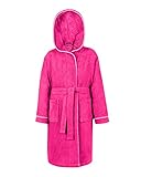 LAYNENBURG Premium Bademantel Kinder & Teenager mit Kapuze - 100% Baumwolle - OEKO TEX Standard 100 - flauschiges Frottee - Größe (134/140, Fuchsia)