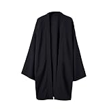 HAORUN Herren Japanischer Mantel Kimono Top Jacke Lange Strickjacke Yukata Lose Retro Vintage Outwear, schwarz, Einheitsgröße