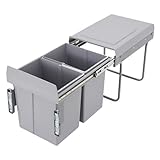 GramStudio Abfallsammler 2x 20L Küchenabfalleimer Einbau Mülleimer mit Teleskopschienen, 2-Fach Ausziehbarer Küche Abfalleimer