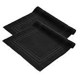 Komfortec Badvorleger Set 2 Teilig, Frottee Duschvorleger, Waschbar Duschmatte & Badteppich, 600 g/m² &100% Baumwolle, Saugfähig & Schnelltrocknend, 50 x 70 cm, Schwarz