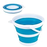 Yzpklhw 3L Faltbarer Eimer, 3L Falteimer Putzeimer Faltbar, Sandburg Strandeimer, Platzsparend Zusammenklappbar Wassereimer für Draußen Angeln Sandkasten Camping Eimer (blau)