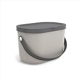 Rotho Albula Komposteimer 3,2l mit Deckel und Henkel aus Kunststoff, 1054607422, Braun