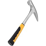 ZEONHAK Steinschlaghammer mit rutschfestem Griff, geschmiedeter Steinhammer, Geologenhammer mit spitzer Spitze und stoßdämpfendem Griff für Bergbau, 907 g, 29,5 cm